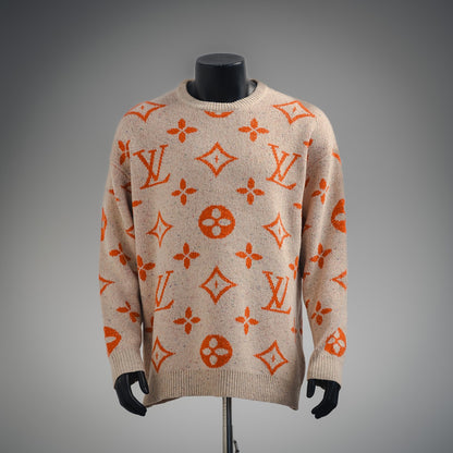 1V 24FW logo jacquard round neck sweater