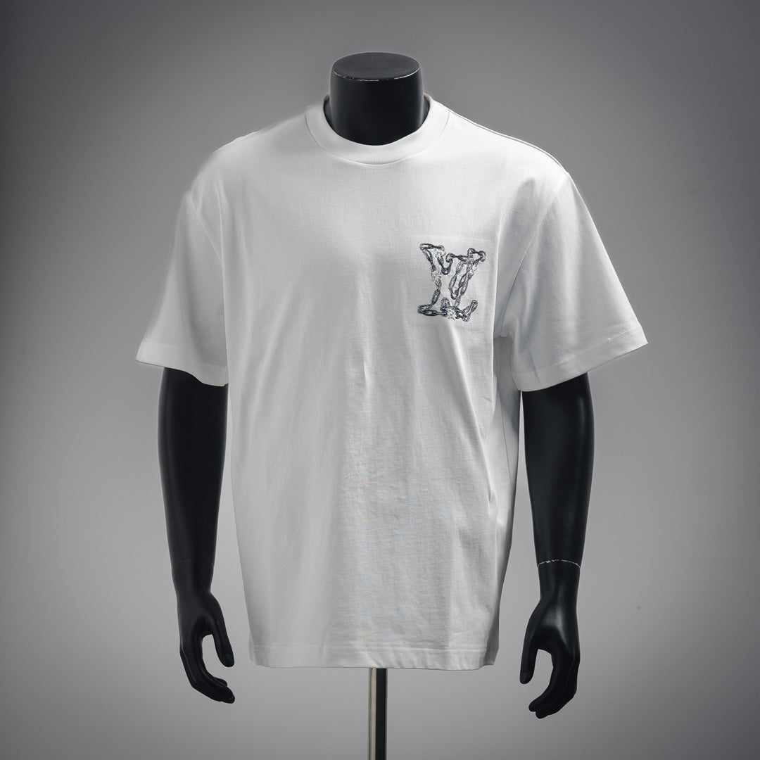 1V  Classic Chain Embroidered T-shirt