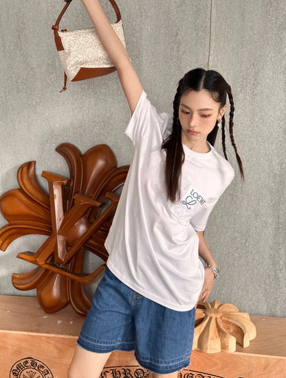 T-Shirt mit gesticktem Pocket-Logo 