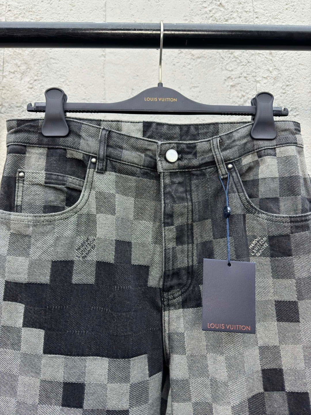 1V  SS25 checkerboard mosaic jeans