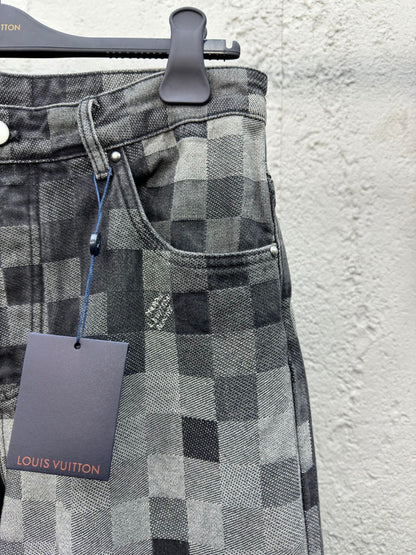 1V  SS25 checkerboard mosaic jeans