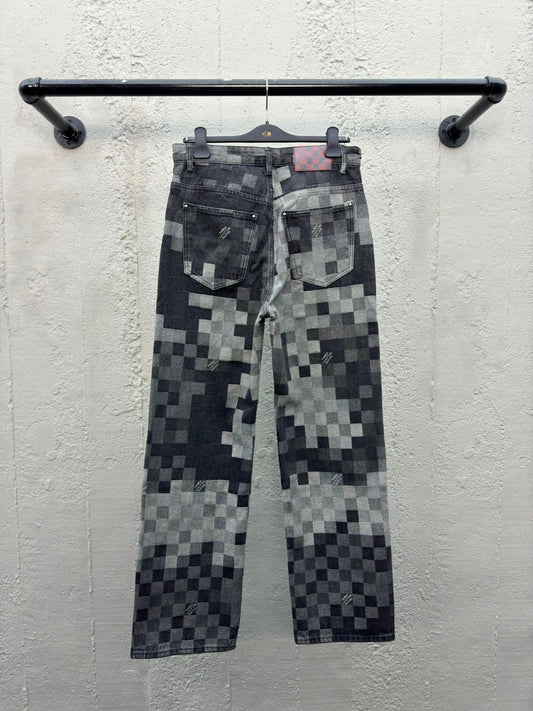 1V  SS25 checkerboard mosaic jeans