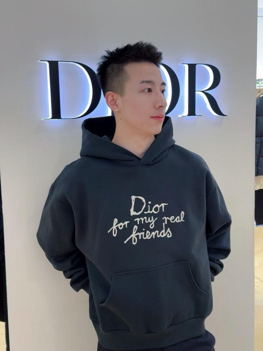 D Friends monogrammed embroidered hooded sweatshirt