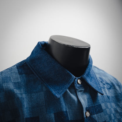 1V  2025 Printed Short-Sleeved Denim Shirt set