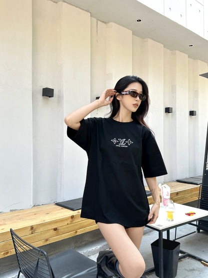 1V  25ss front and back four-leaf clover logo printed T-shirt