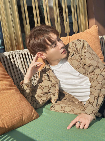 G  25ss Hidden Jacquard Lapel Cardigan Jacket