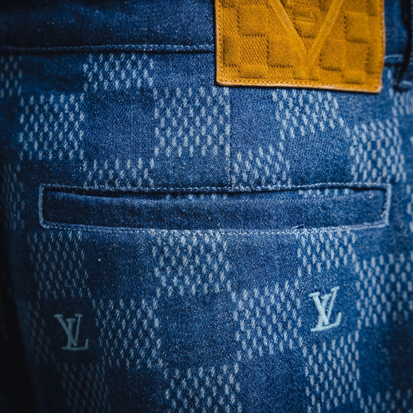 1V 2025 Embroidered Damier Denim Shorts