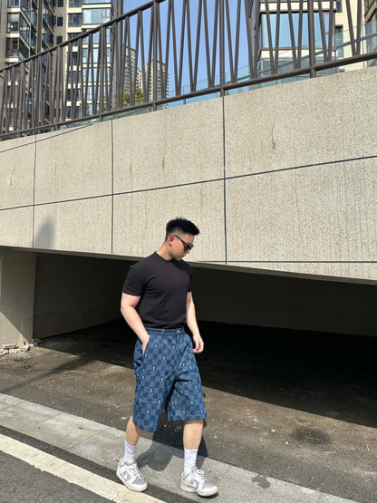 1V 2025 Embroidered Damier Denim Shorts