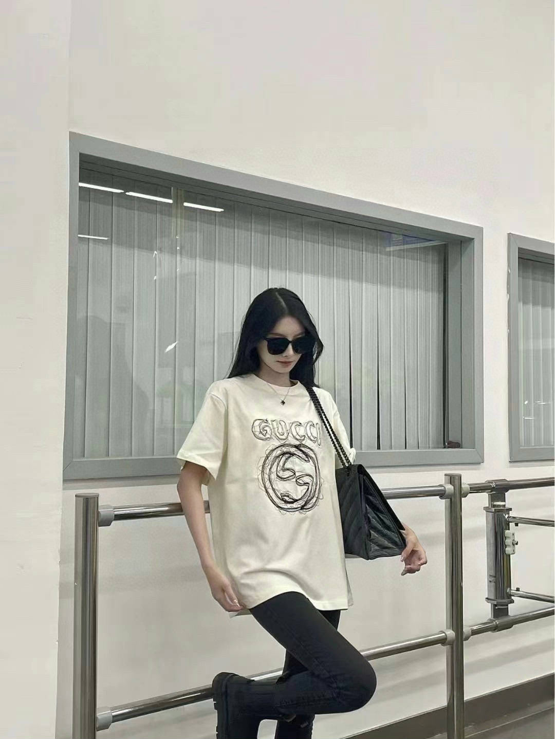 
G-Linie besticktes Buchstabenlogo T-Shirt