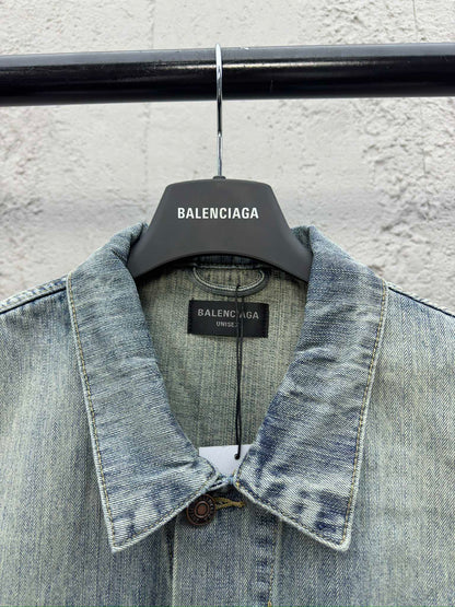 B  hand-painted graffiti denim jacket