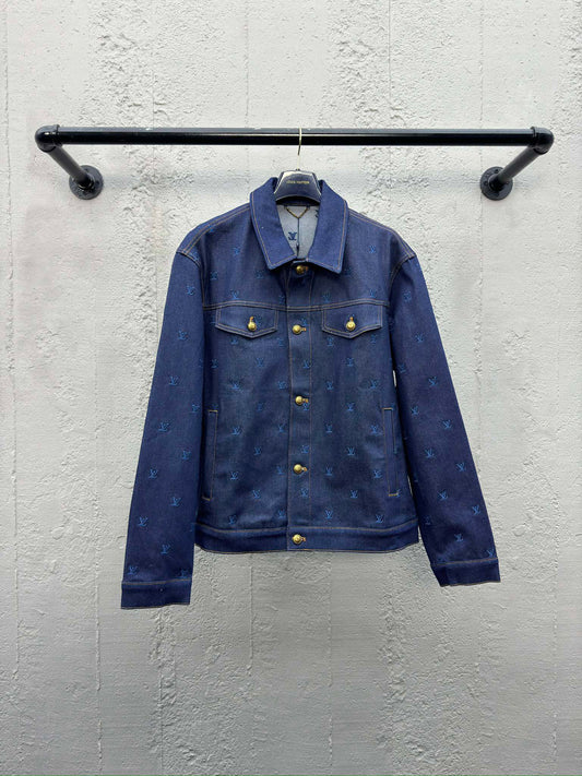 1V  embroidered logo denim jacket