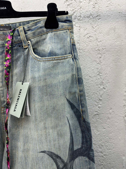 B  dragon print jeans