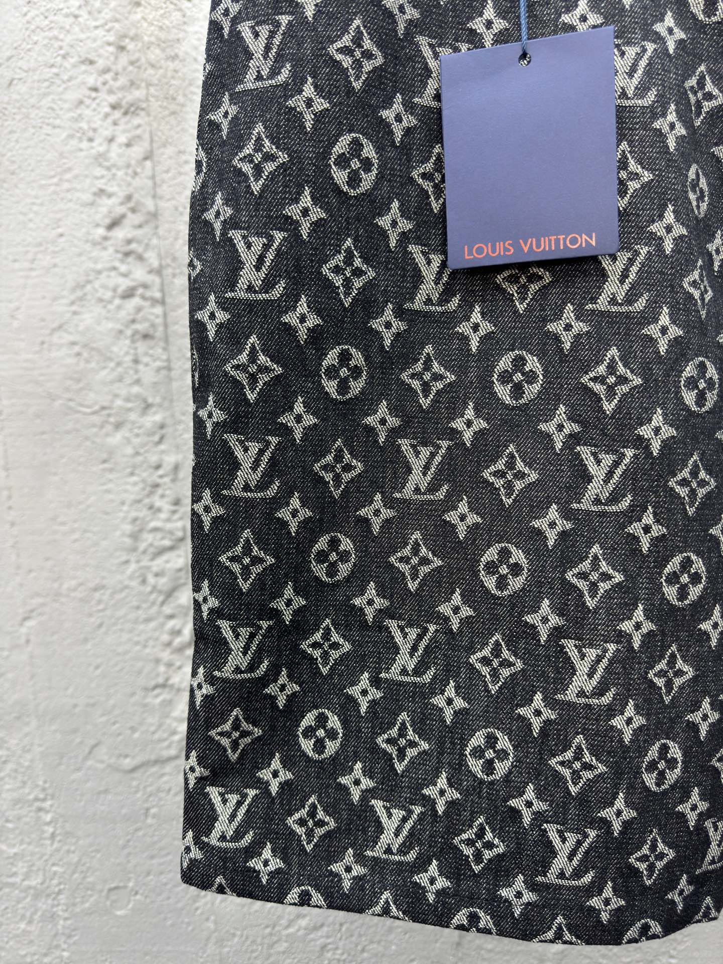 1V  jacquard full print denim shorts