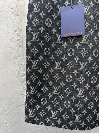 1V  jacquard full print denim shorts