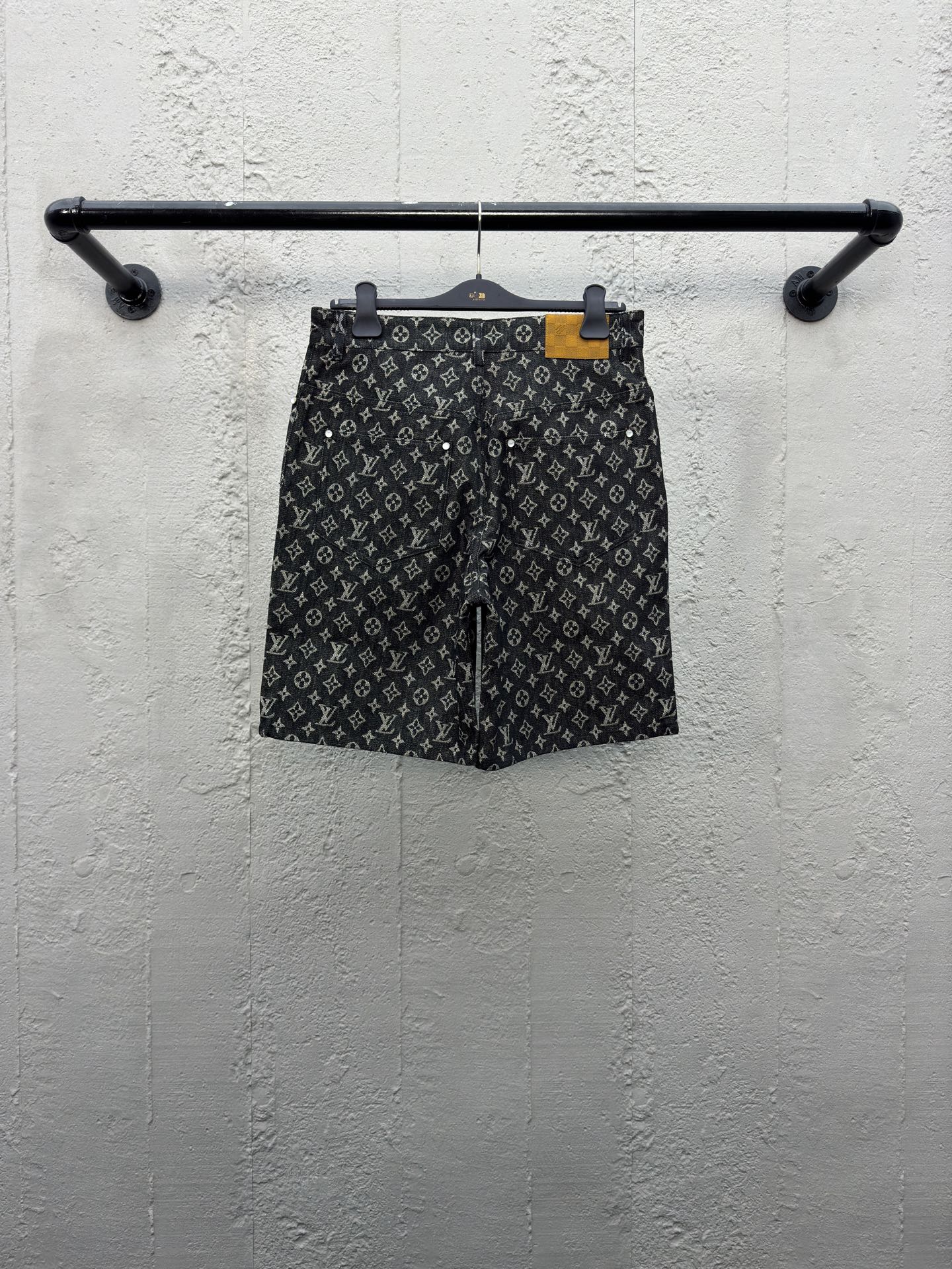 1V  jacquard full print denim shorts