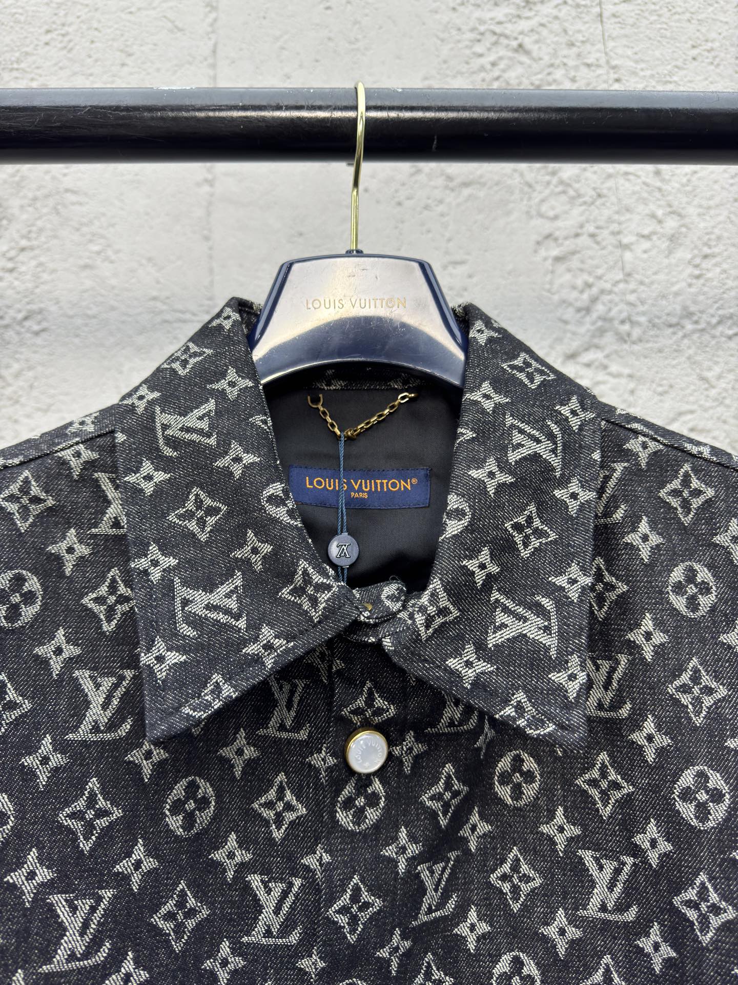1V  jacquard full print denim shirt