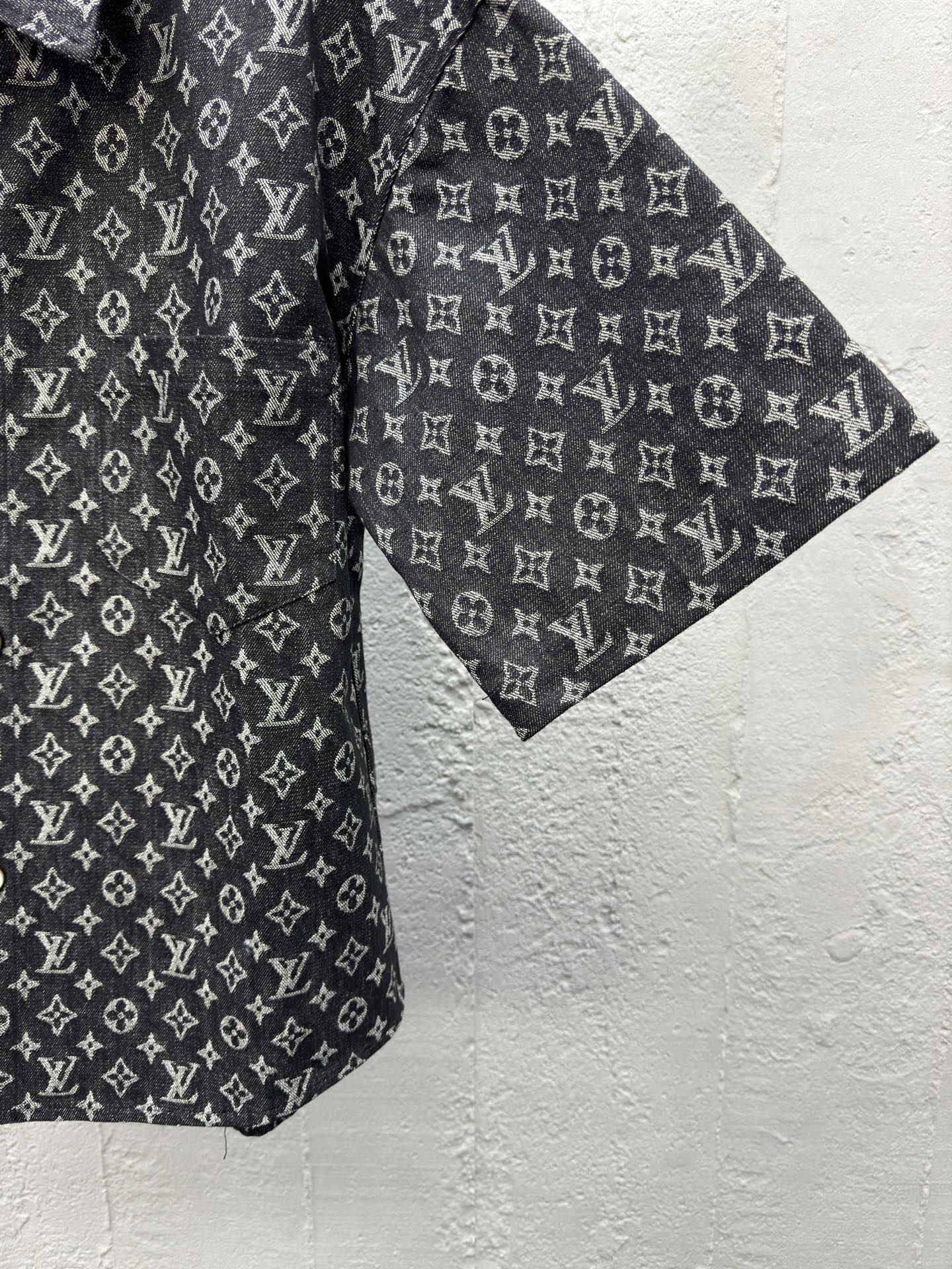 1V  jacquard full print denim shirt