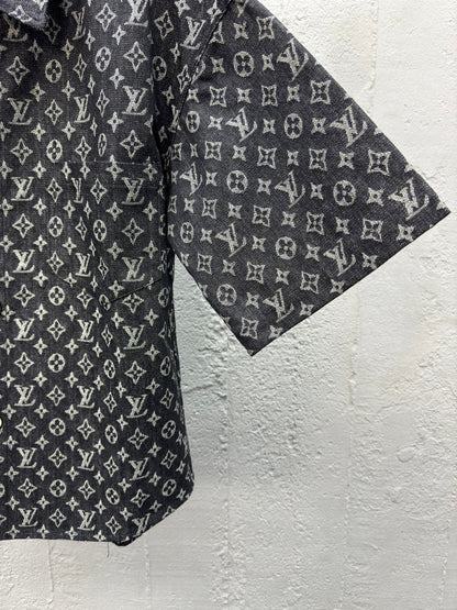 1V  jacquard full print denim shirt
