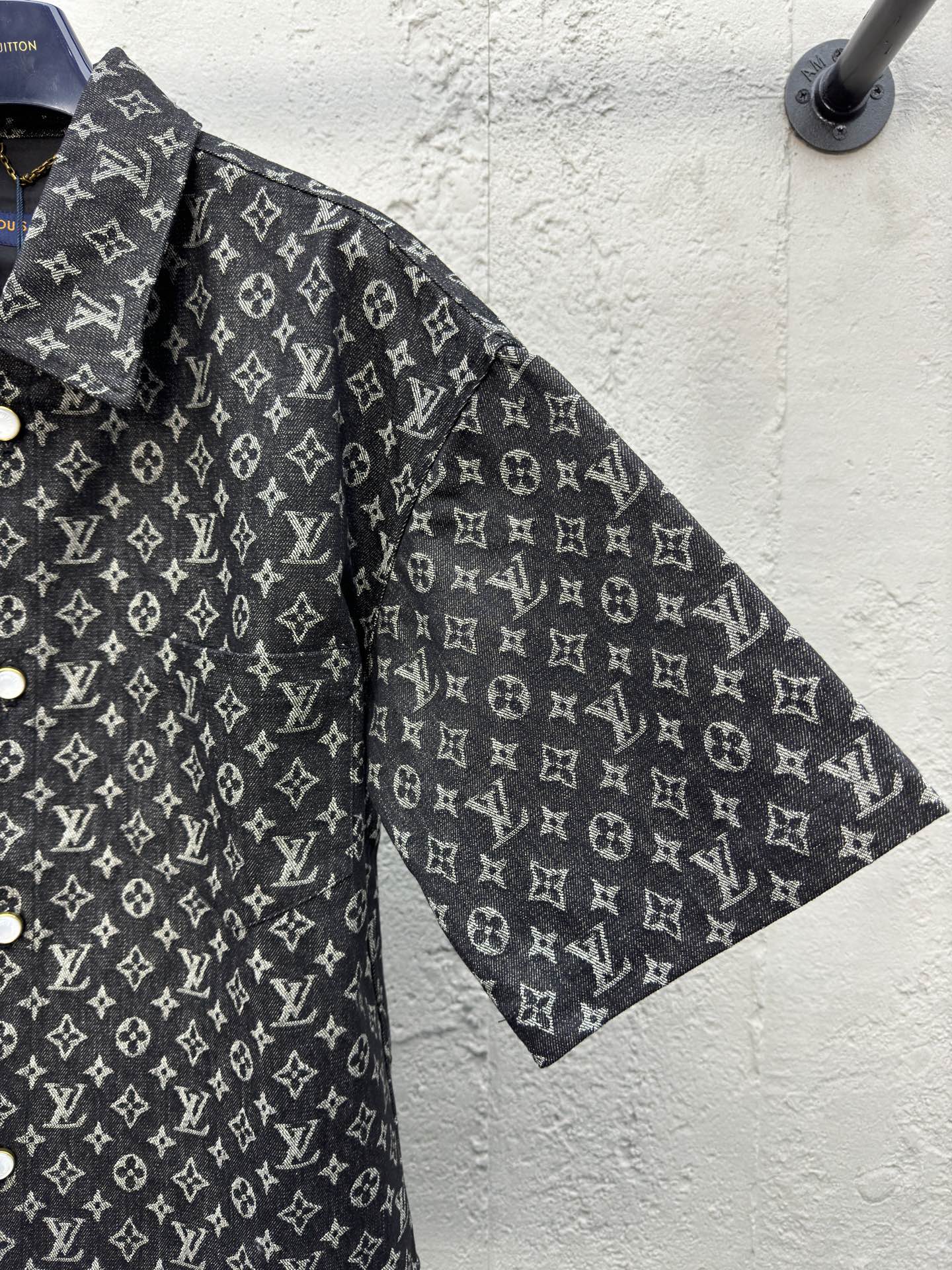 1V  jacquard full print denim shirt