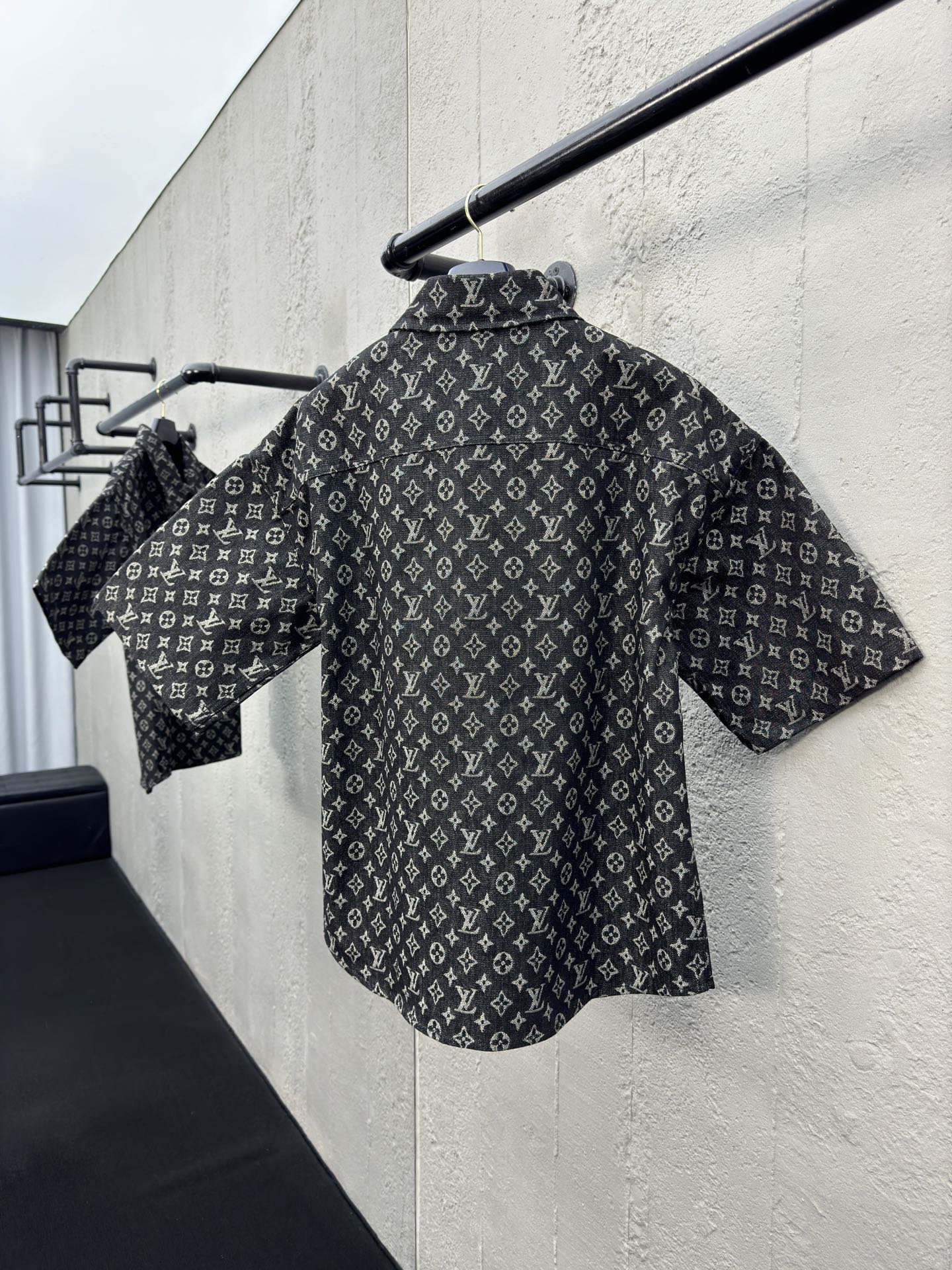 1V  jacquard full print denim shirt