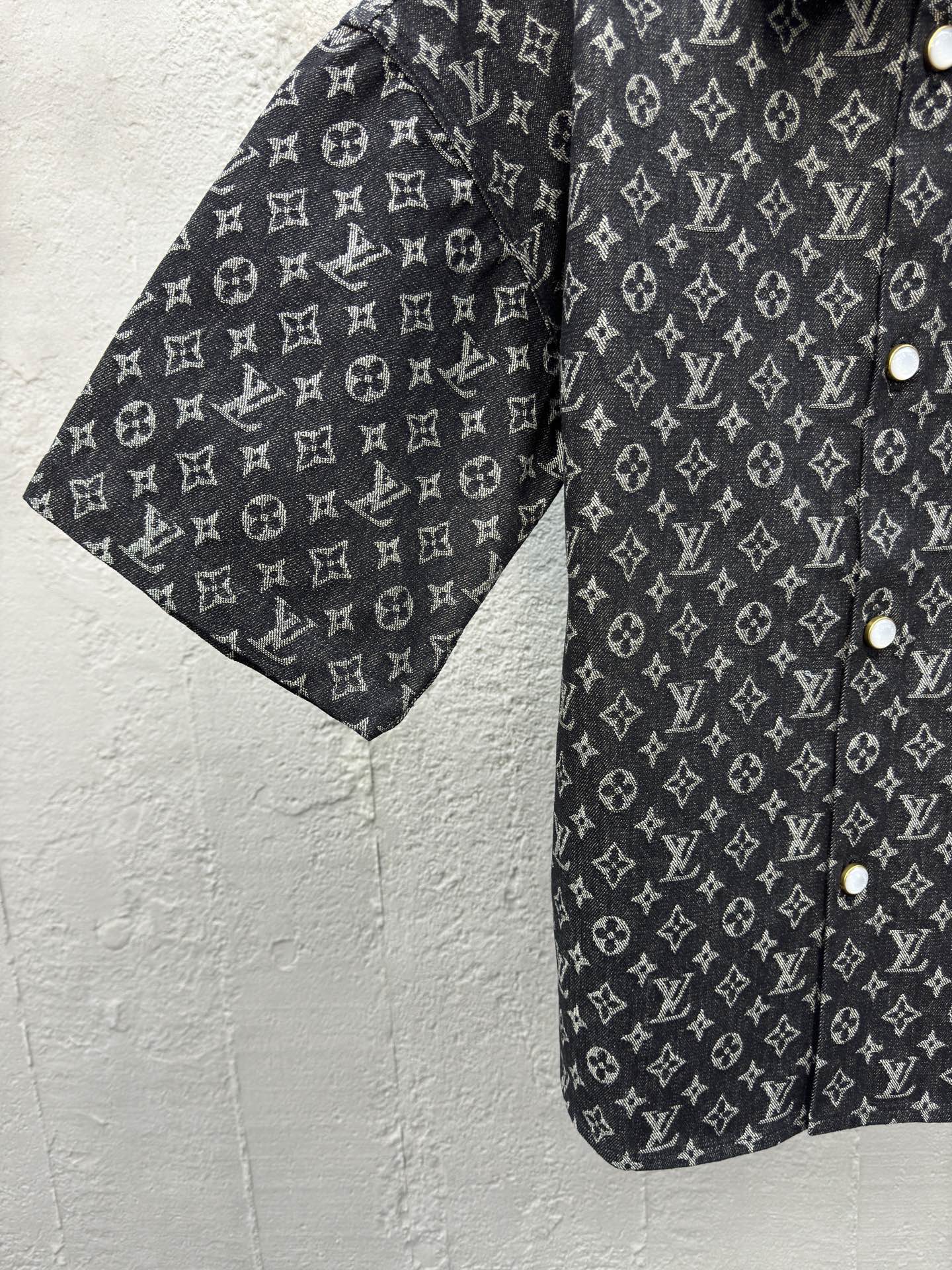 1V  jacquard full print denim shirt