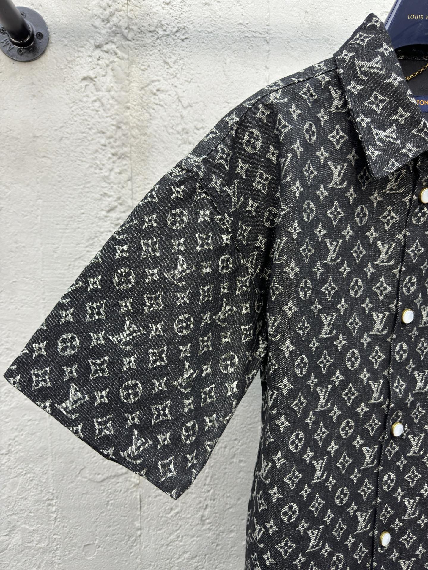 1V  jacquard full print denim shirt
