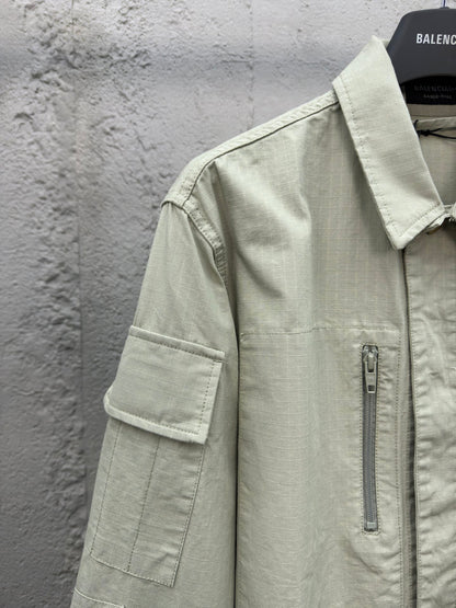 B  Simple Single Row Work Jacket Coat