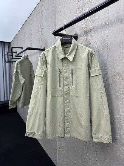 B  Simple Single Row Work Jacket Coat