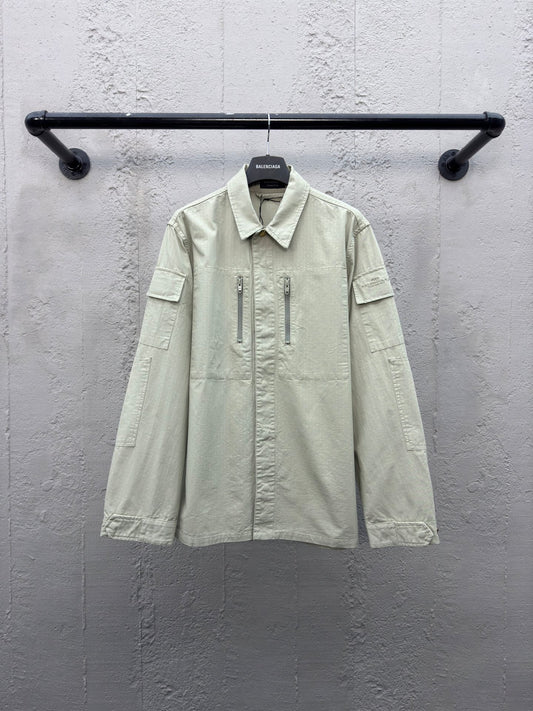B  Simple Single Row Work Jacket Coat