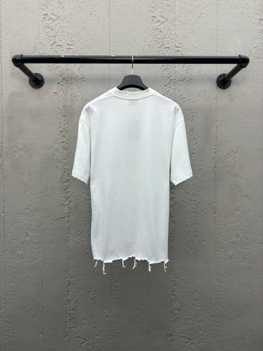 B  Double Loop Embroidered Hem Destroyer T-Shirt