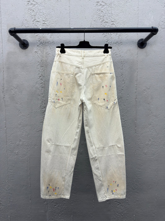 B  splattered jeans apricot