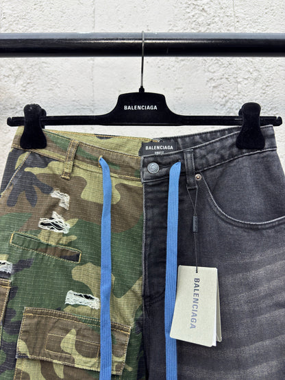 B  Camouflage Spliced Jeans
