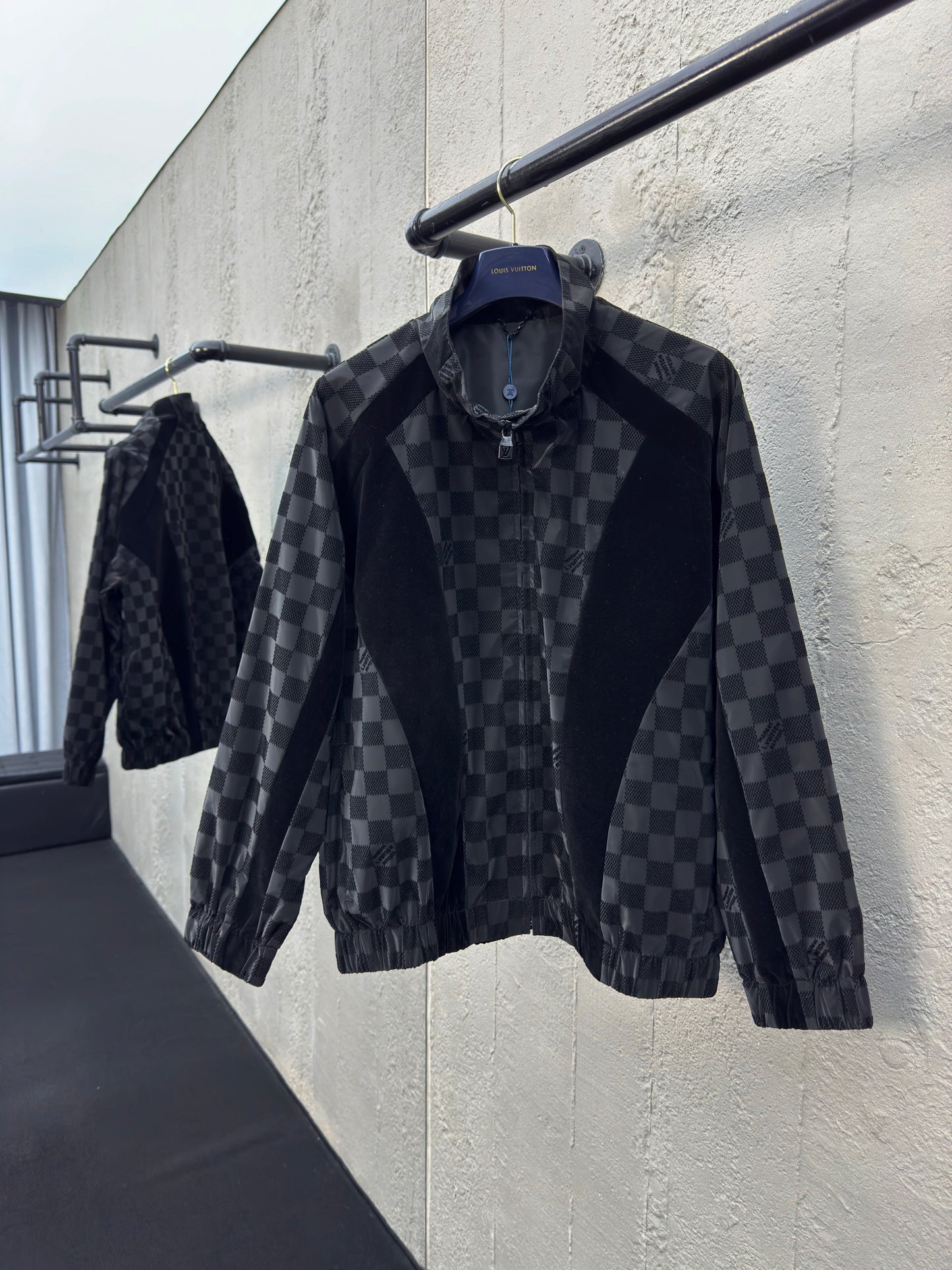 1V  25SS  Checkerboard Flocked Jacket