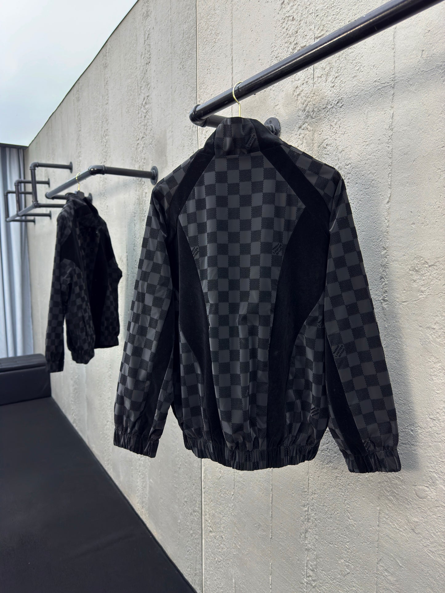 1V  25SS  Checkerboard Flocked Jacket