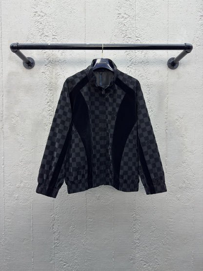 1V  25SS  Checkerboard Flocked Jacket