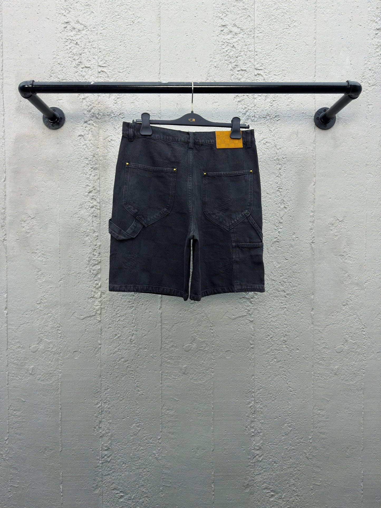 1V  Checkerboard Denim Shorts