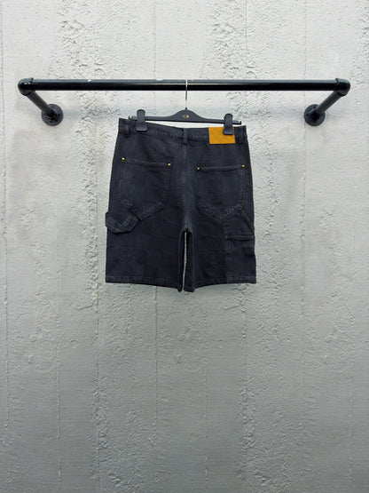 1V  Checkerboard Denim Shorts