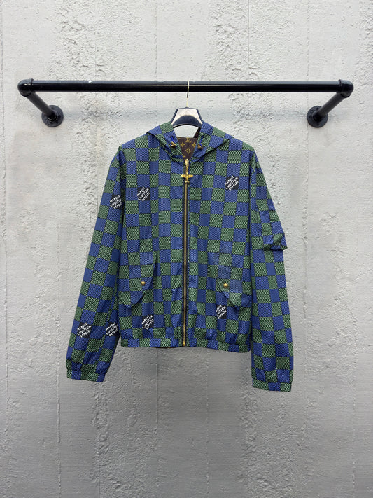 1V 25SS  Checkerboard Full Print Double-sided Jacket