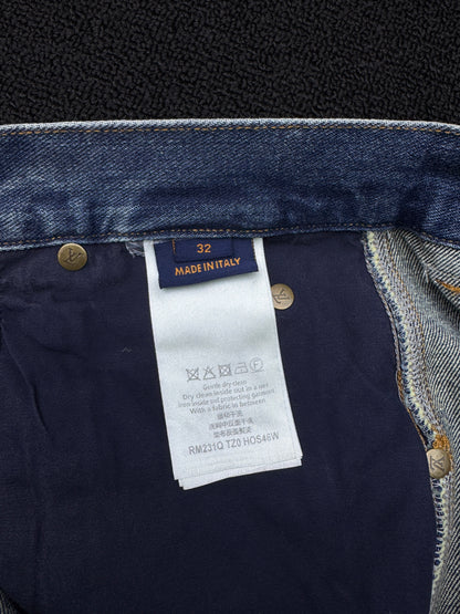 1V  embossed jeans blue