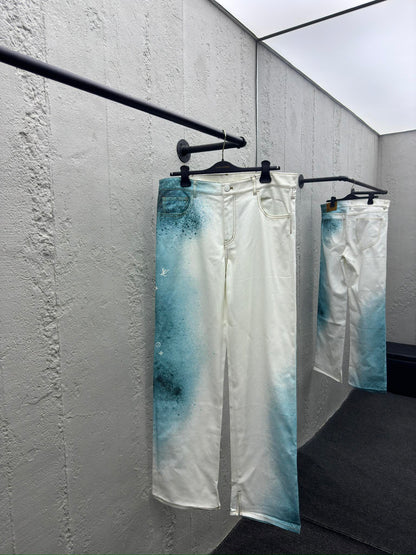 1V  Ink-splashed Starry Blue Jeans