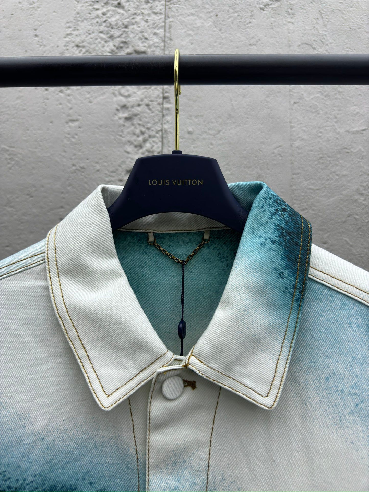 1V  ink-splashed starry sky denim jacket