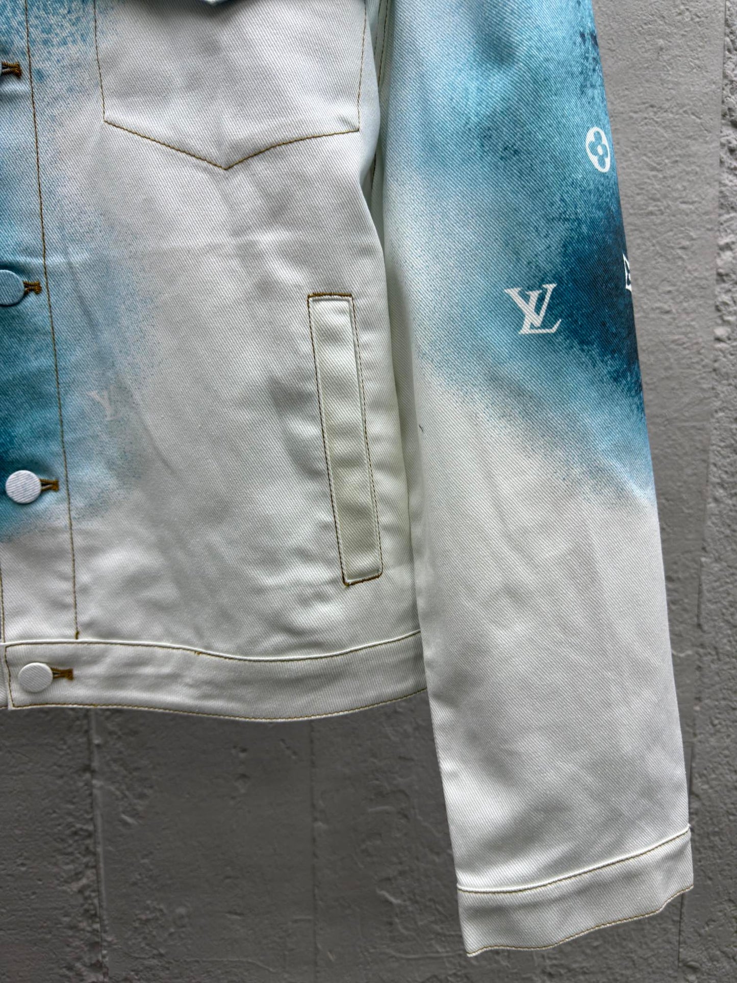 1V  ink-splashed starry sky denim jacket