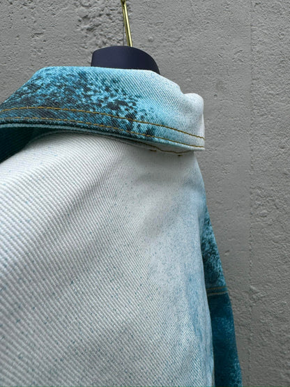 1V  ink-splashed starry sky denim jacket