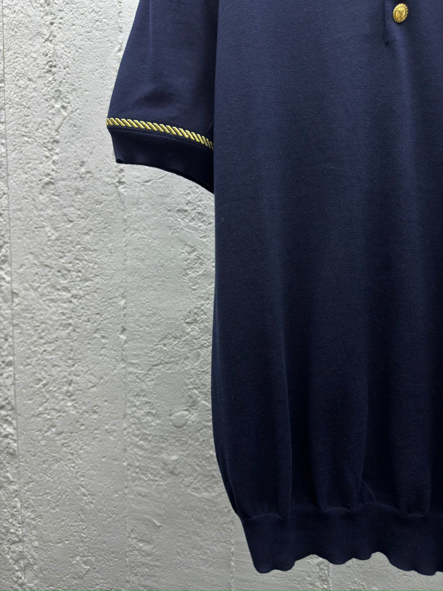 1V  25SS Gold-rimmed Embroidered Wool Polo Shirt