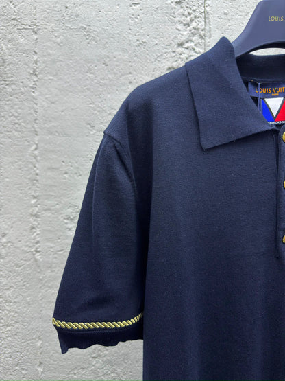 1V  25SS Gold-rimmed Embroidered Wool Polo Shirt