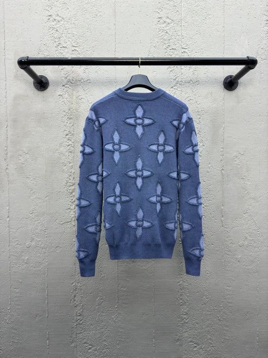 1V  25SS embossed intarsia sweater