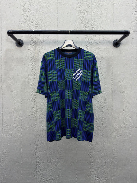 1V  25SS  Checkerboard Wool Short Sleeves