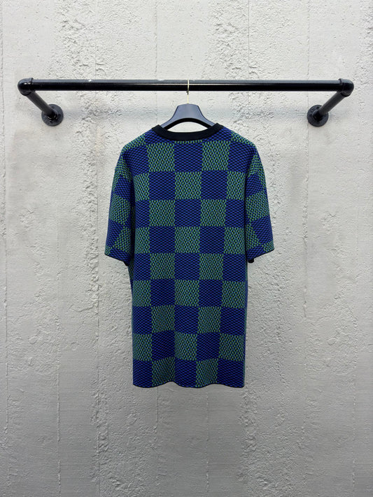 1V  25SS  Checkerboard Wool Short Sleeves