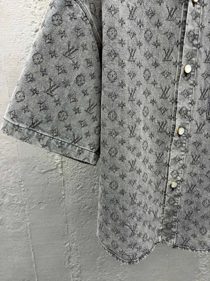 1V  Heavy washed full print denim shirt