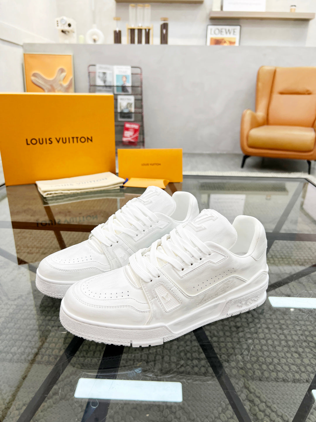 1V  White Graffiti Sneakers
